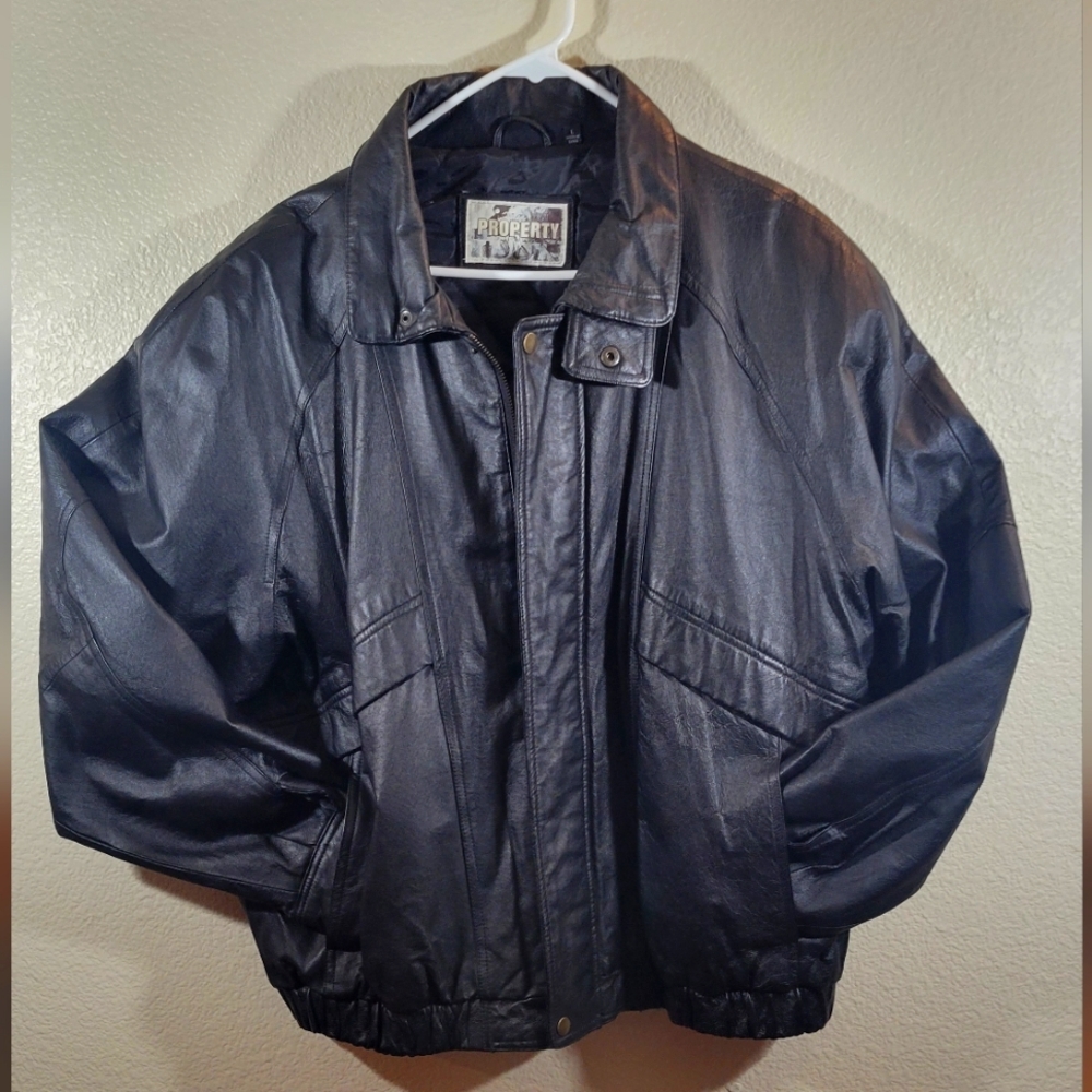 Black Leather Bomber Jacket